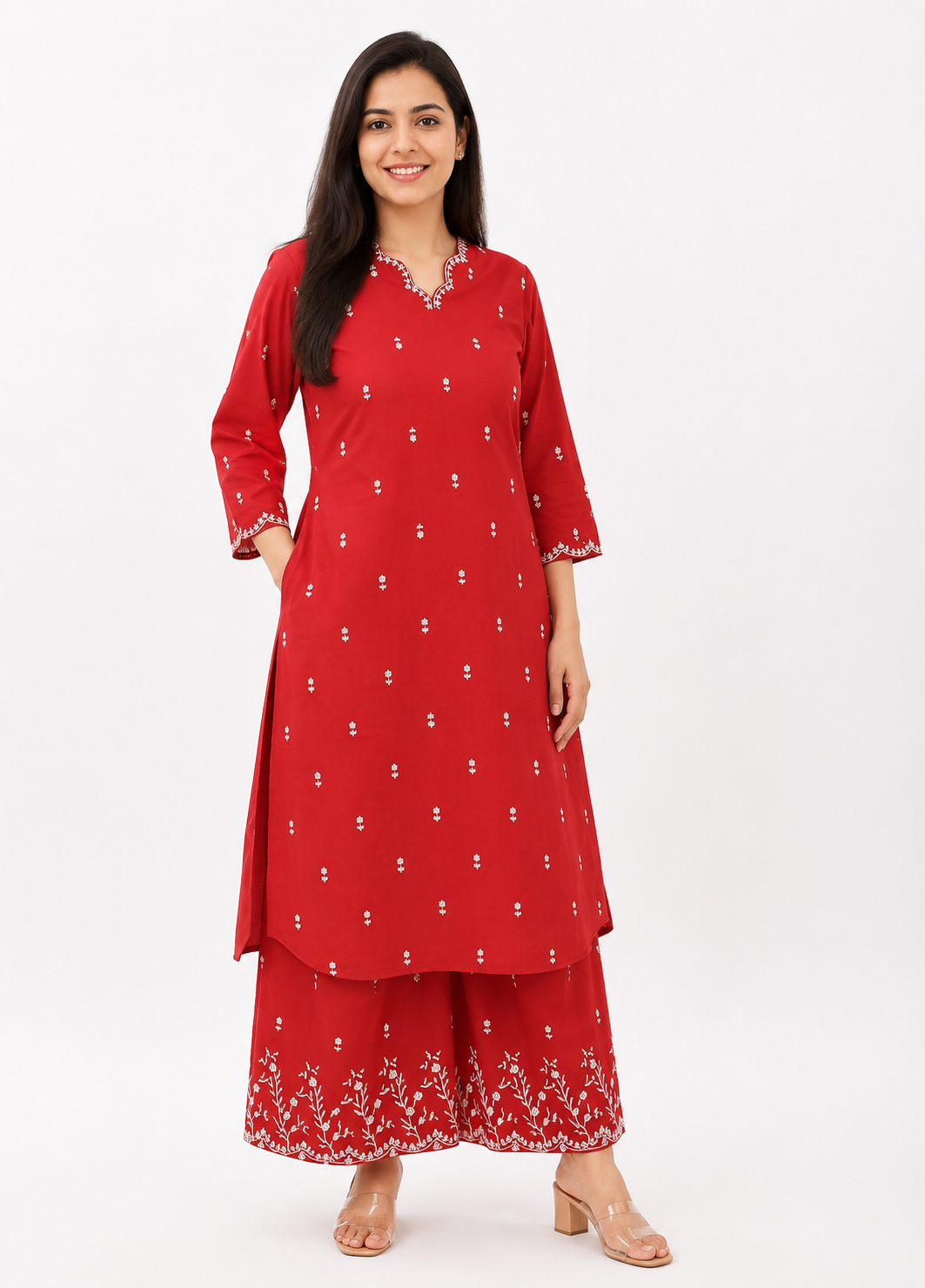 Rust Embroidered 2Pcs Cord Set
